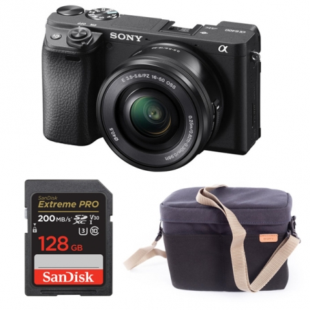 Sony a6400 + 16-50mm + SD 128gb + Sony ORIGINAL TORBA